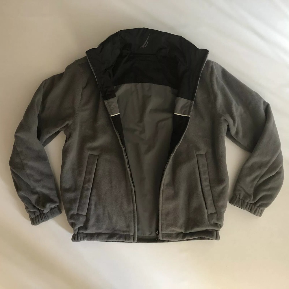 NAUTICA 2 in 1 Reversible Black Gray Water Resistance Jacket Men's Sz L