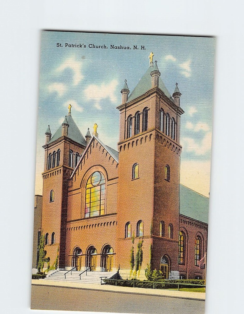 Postcard St. Patricks Church, Nashua, New Hampshire