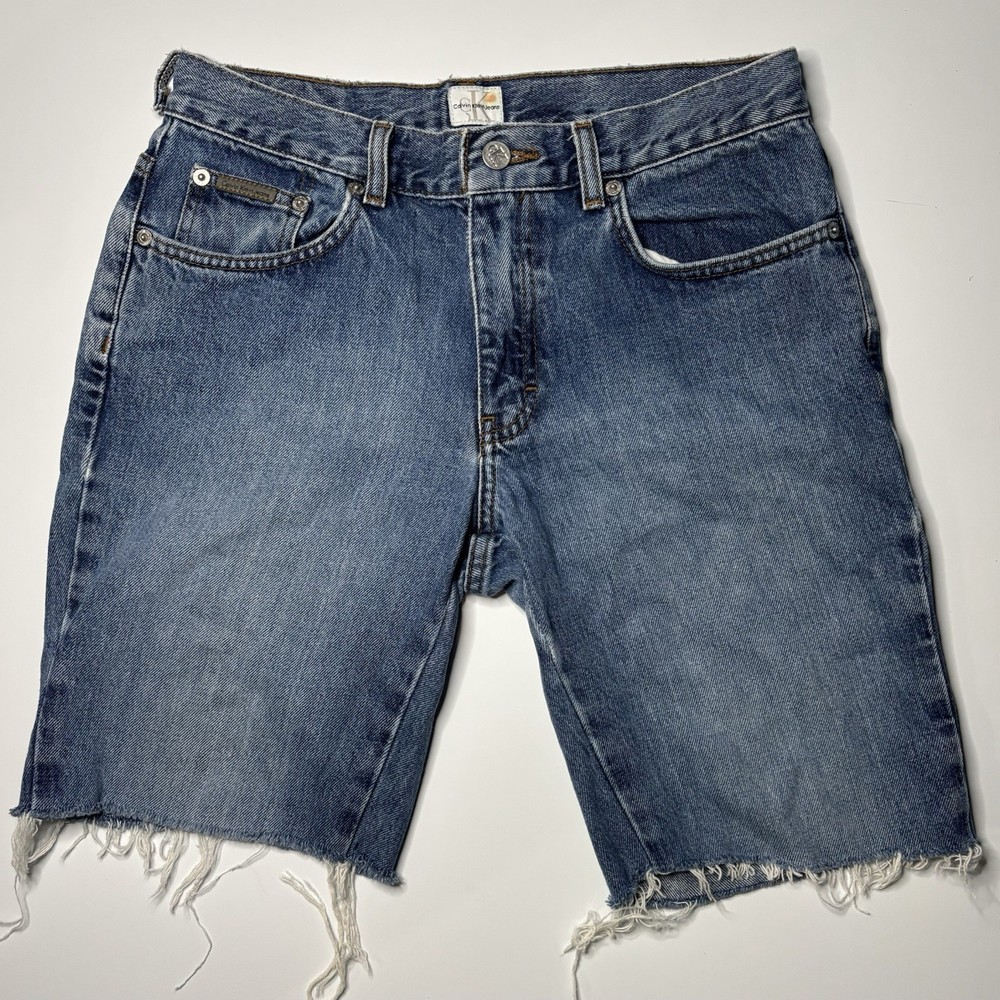 Calvin Klein Jeans Women's Blue Cut-Off Denim Shorts Size 6 Boot Cut 100% Cotton