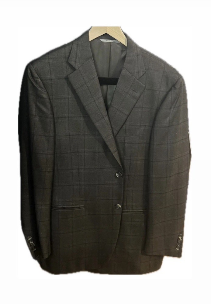 Corneliani 42 R Mens Cashmere Silk Jacket Blazer Sport Coat Gray Plaid