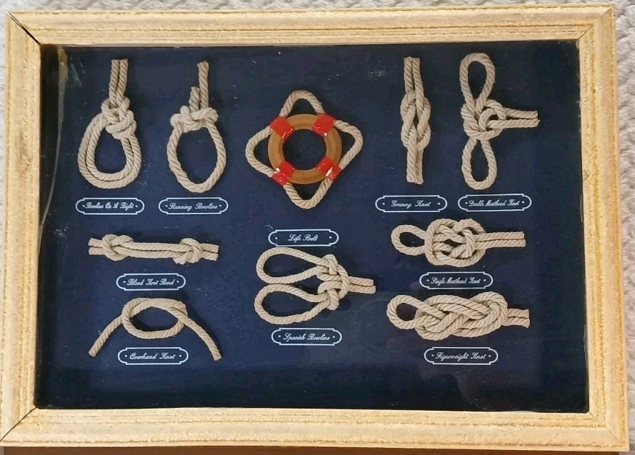 Sailor's Nautical Knots - 10 Types Shadow Box Framed - 13.5