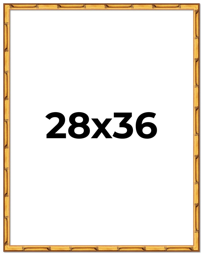 28x36 Frame Gold Bamboo Picture Frame - Complete Modern Photo Frame Includes UV