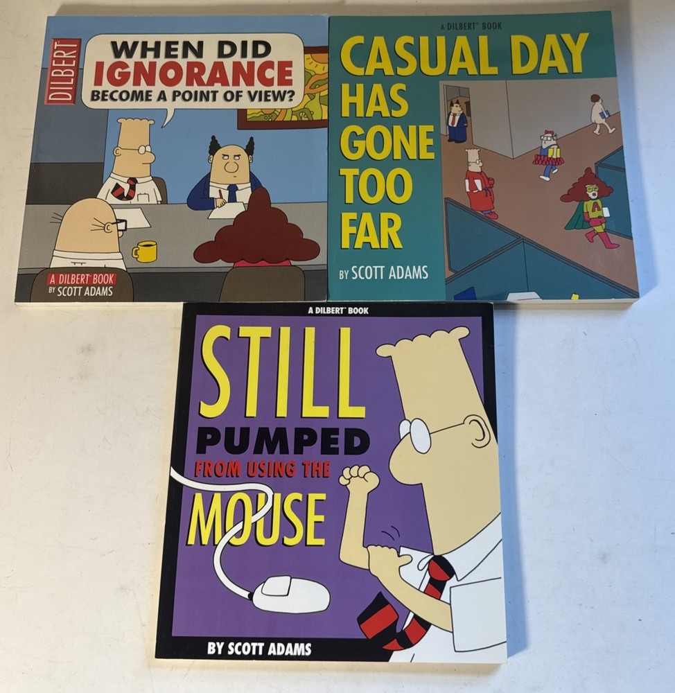 Lot of 3 Dilbert Comic Strip Books - Scott Adams 1995-1996 Paperback Humor