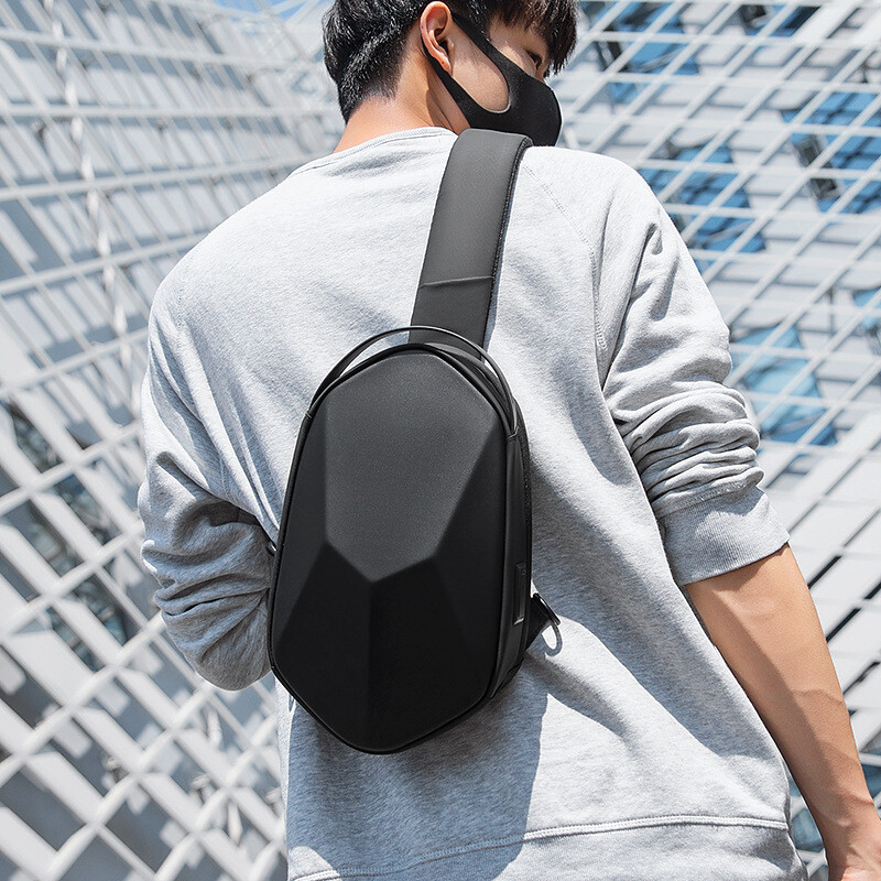 MARK RYDEN Business Men Black Waterproof Casual Travel Chest Sling Bag Crossbody