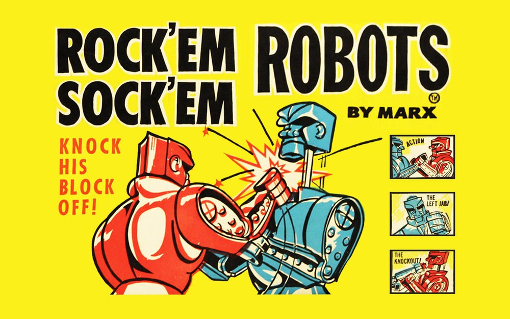 Vintage Toys Rockem Sockem Robots Reproduction Poster Print Advertising 17x12