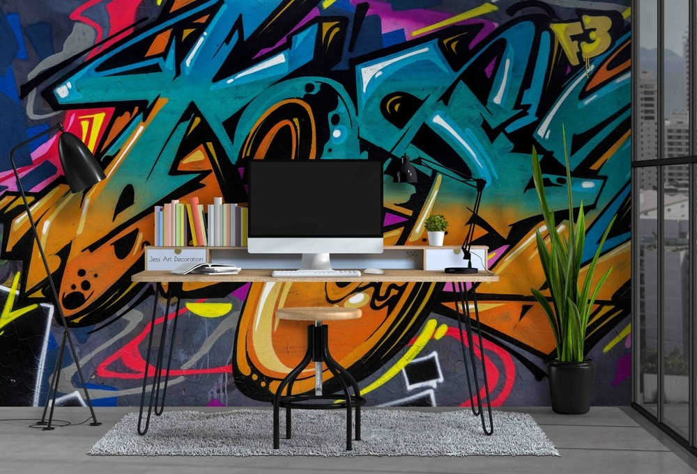 3D Abstract Artistic Graffiti Self-adhesive Removable Wallpaper Murals Wall 136-image