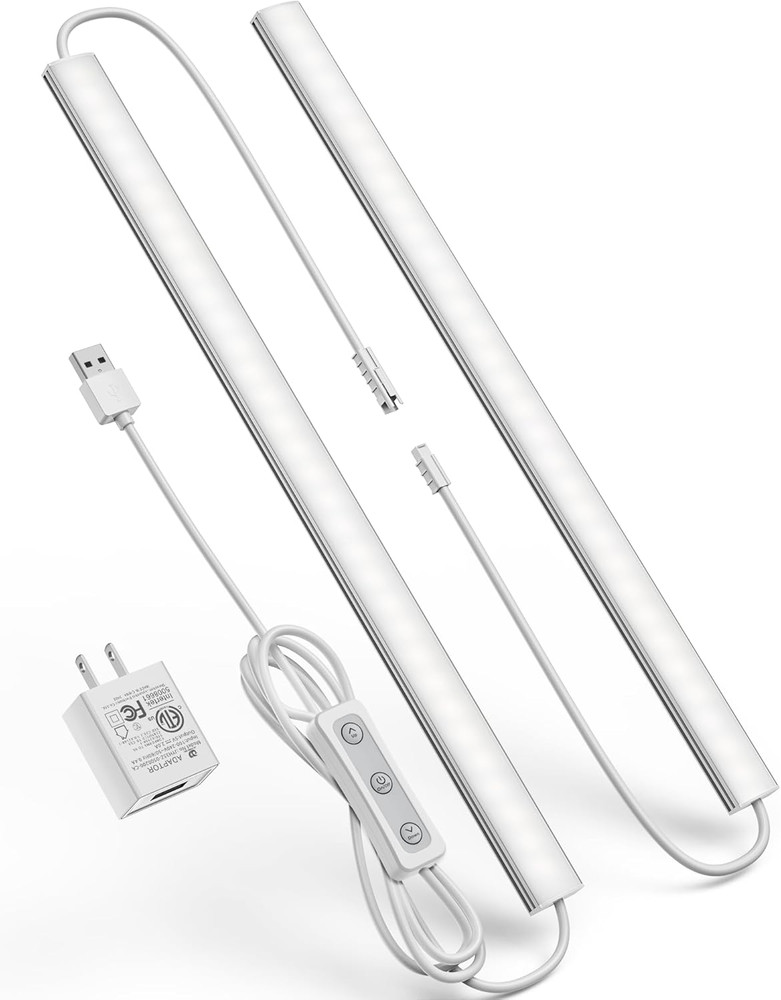 Plug-In under Cabinet Lighting, Dimmable Counter Lights for Kitchen, 2Pcs 12 ...