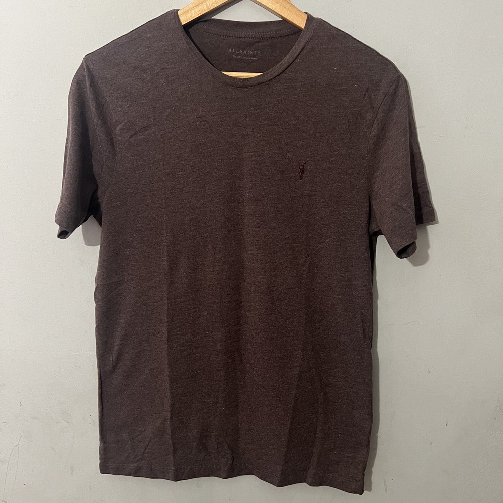 AllSaints Ramskull Brace Brushed Cotton Men’s Maroon T-Shirt Sz Small NEW