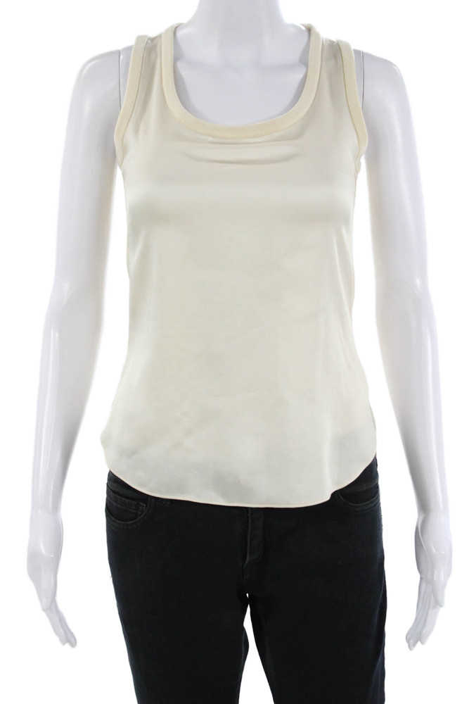 Simkhai Womens Beige Sleeveless Basic Tank Round Neck Designer Size XSFree Shipping in US $100+ Orders | $6.95 Orders Below
