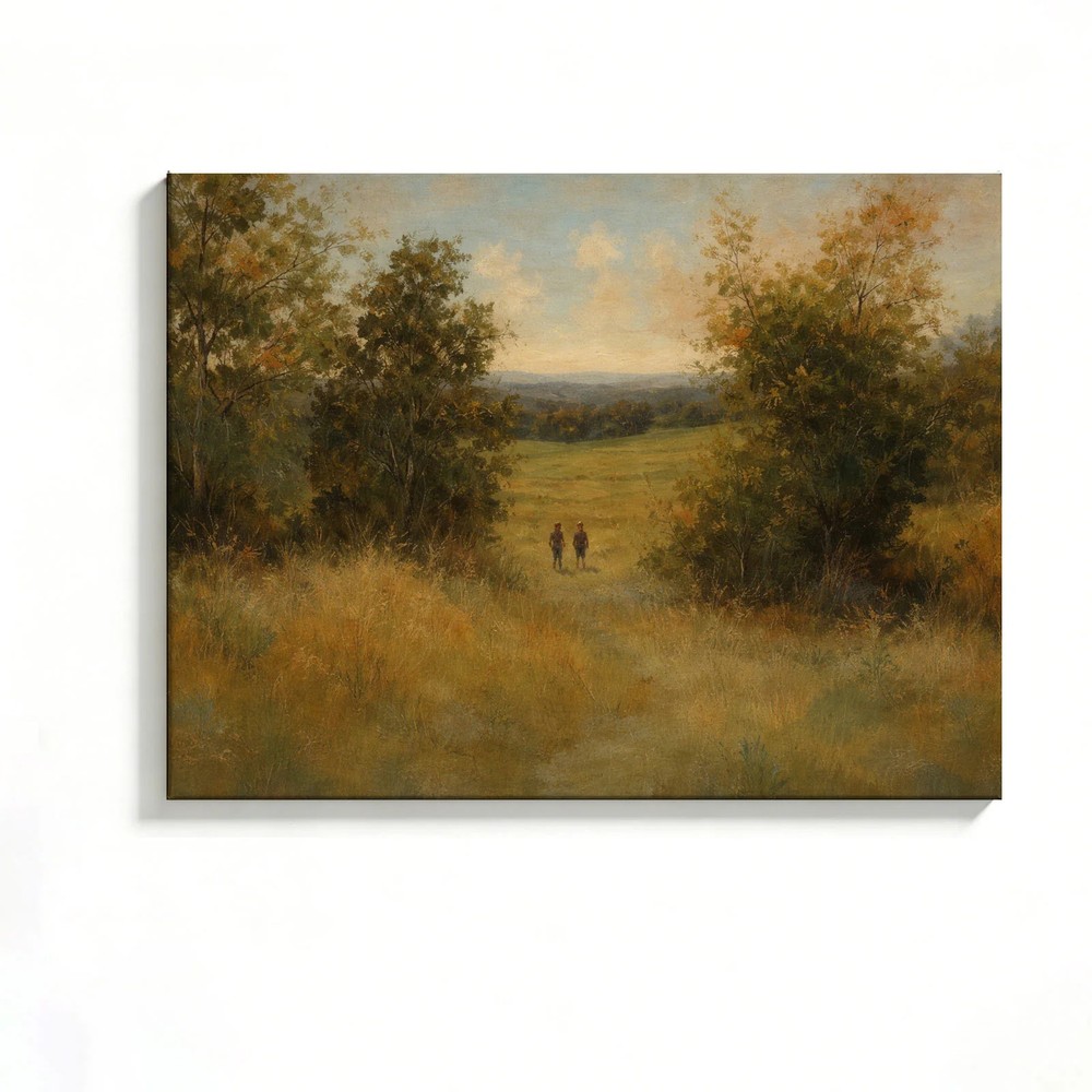 Pastoral Landscape Canvas Painting 2D Flat Frameless Wall Art Home Office Decor