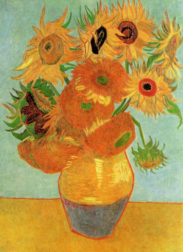 VAN GOGH - Sunflowers - *FRAMED* CANVAS ART - 24x16