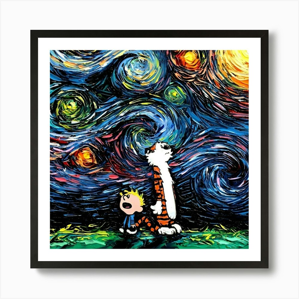 Pop Culture Painting Van Gogh Calvi Framed Wall Art Poster Canvas Print Picture