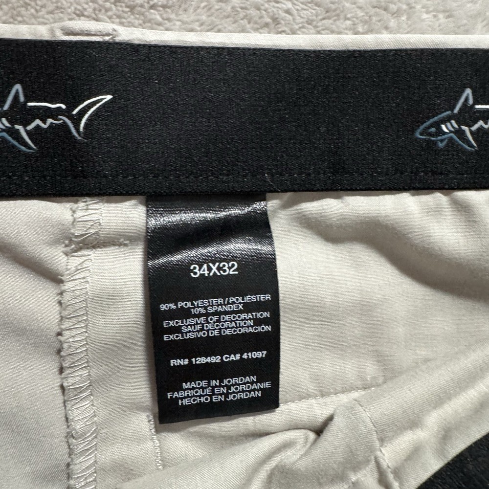 Greg Norman Men’s 34 x 32 Golf Pants - Khaki Beige Tan  Flat Front Stretch