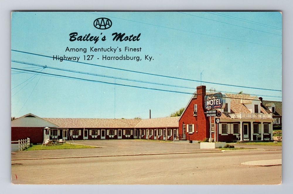 Harrodsburg KY-Kentucky, Bailey's Motel, Advertisement Souvenir Vintage Postcard
