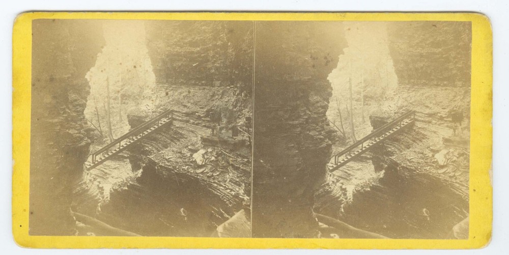 G1637~ PHOTOGRAPHY Dark Tent & Camera Watkins Glen NY Stereoview – R. Crum
