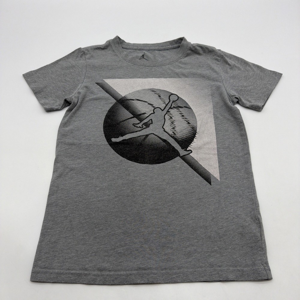 Jordan T-shirt Kids Boys S Gray Gray Graphic Print Logo .#46795