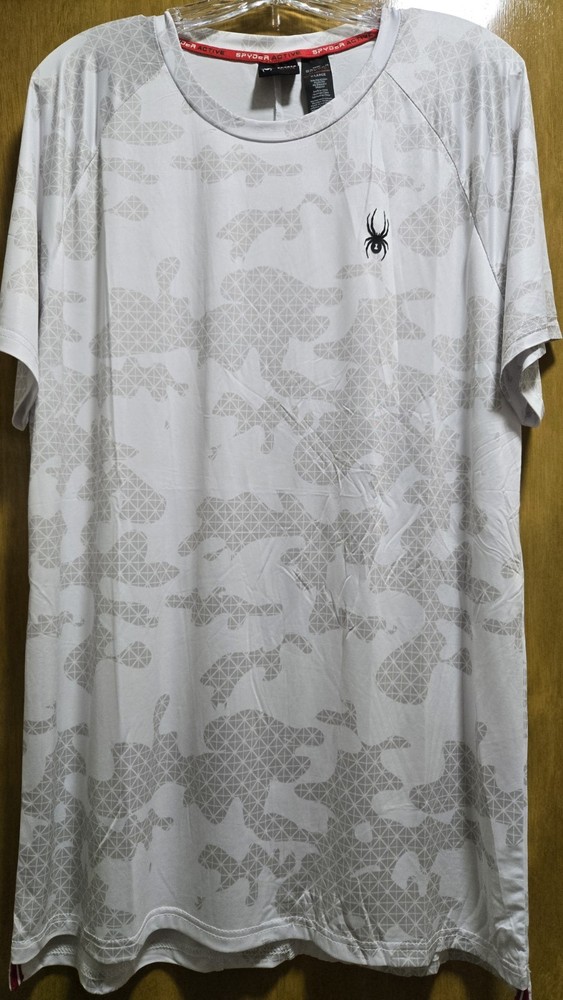 Spyder Active Men's Gray & White Short Sleeve Shirt - Size XL