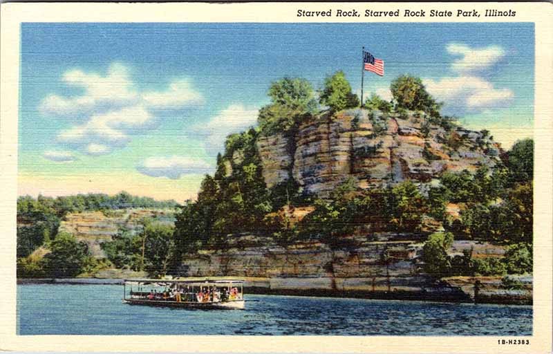 Postcard BOAT SCENE Starved Rock State Park Illinois IL m/09 AL7577