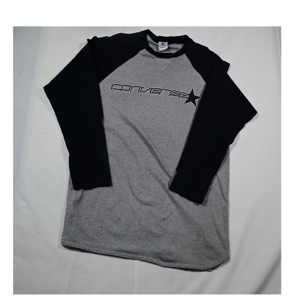 Converse All Star Men’s XL Gray Black Colorblock Raglan Long Sleeve Tee