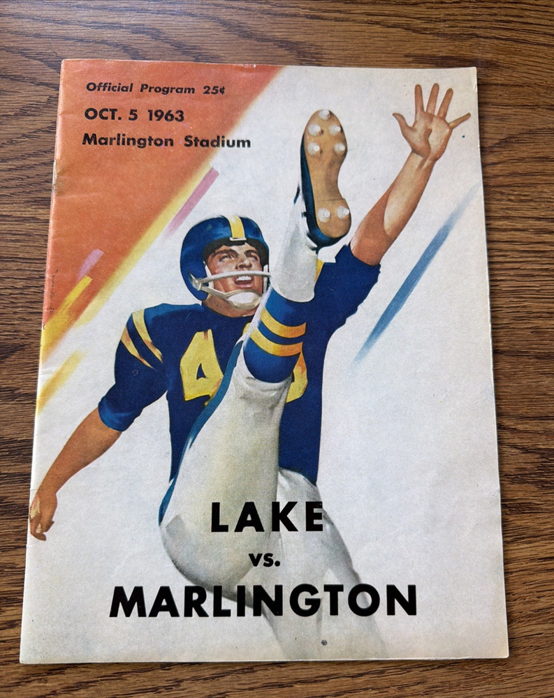 1963 Marlington High School Football Program Vintage Lake vs. Marlington Dukes