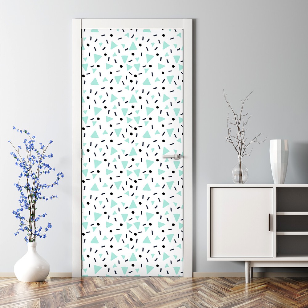 Retro Hand Drawn Blue and Black Bubble Free Door Sticker Decal  