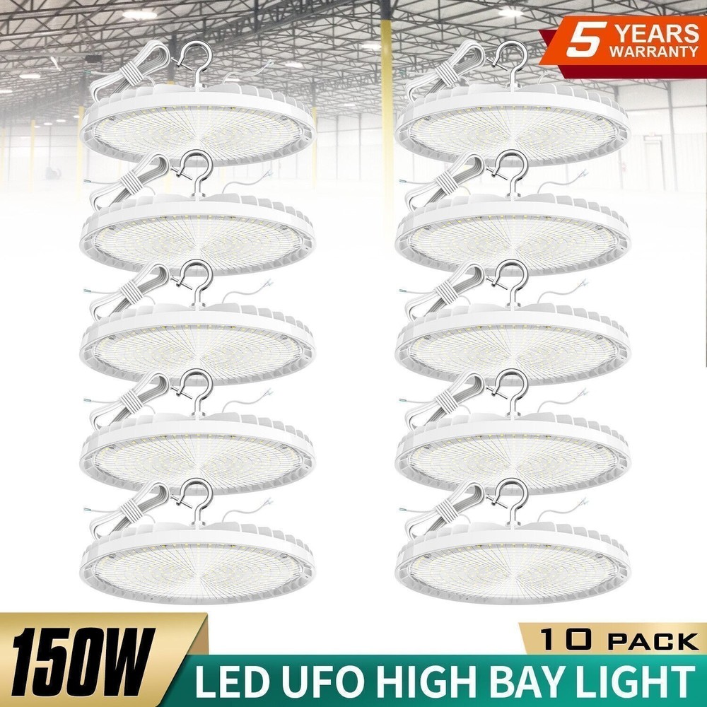 10 Pack 150W UFO LED High Bay Light Shop Warehouse Commercial Lighting 5000K