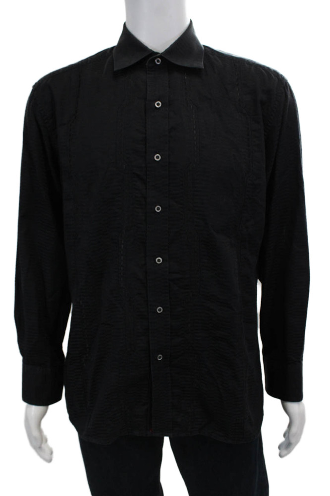 Robert Graham Mens Long Sleeve Casual Button Down Collared Shirt Navy Size LFree Shipping in US $100+ Orders | $6.95 Orders Below