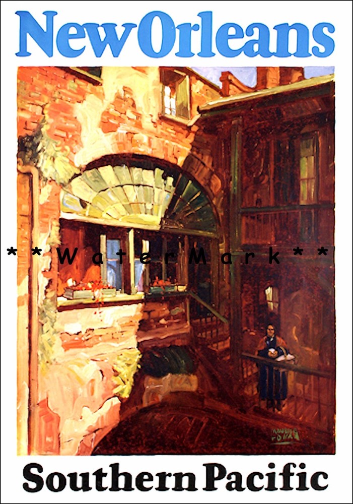 New Orleans 1929 Southern Pacific Railroad Vintage Poster Print Retro Train Art