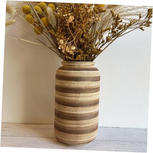 8 Inch Rustic Farmhouse Flower Vase Large Bohemia Ceramic Vase Modern Brown