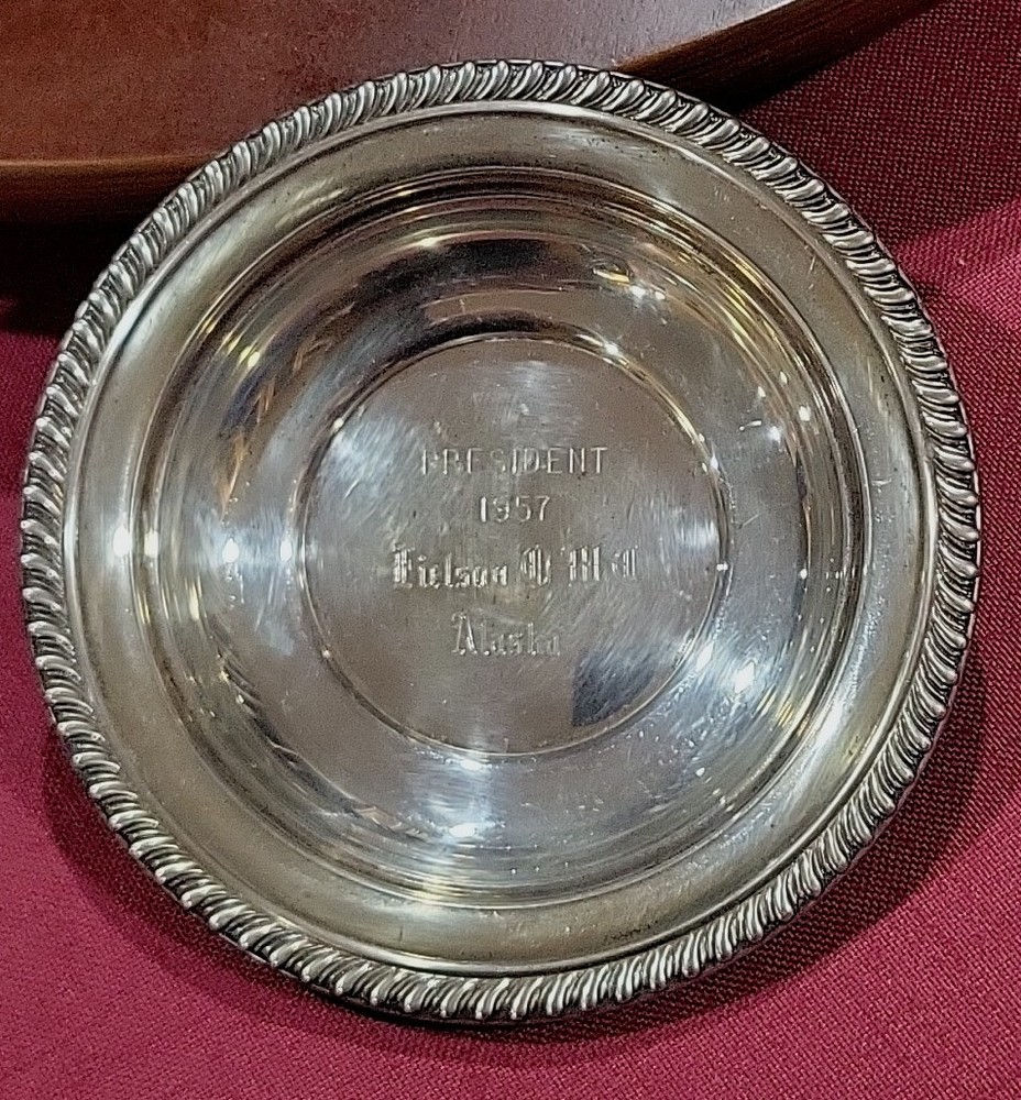 1957 Alaska Fur Rondy OWC EIELSON President TRAY BOWL GARETH Wright Sterling