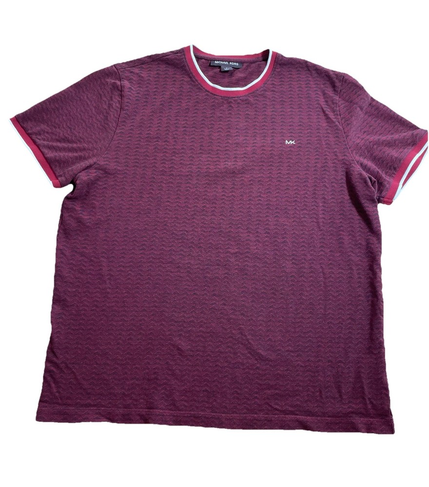 Michael Kors Men's T-Shirt Red White Trim Crew Neck Shirt Size L