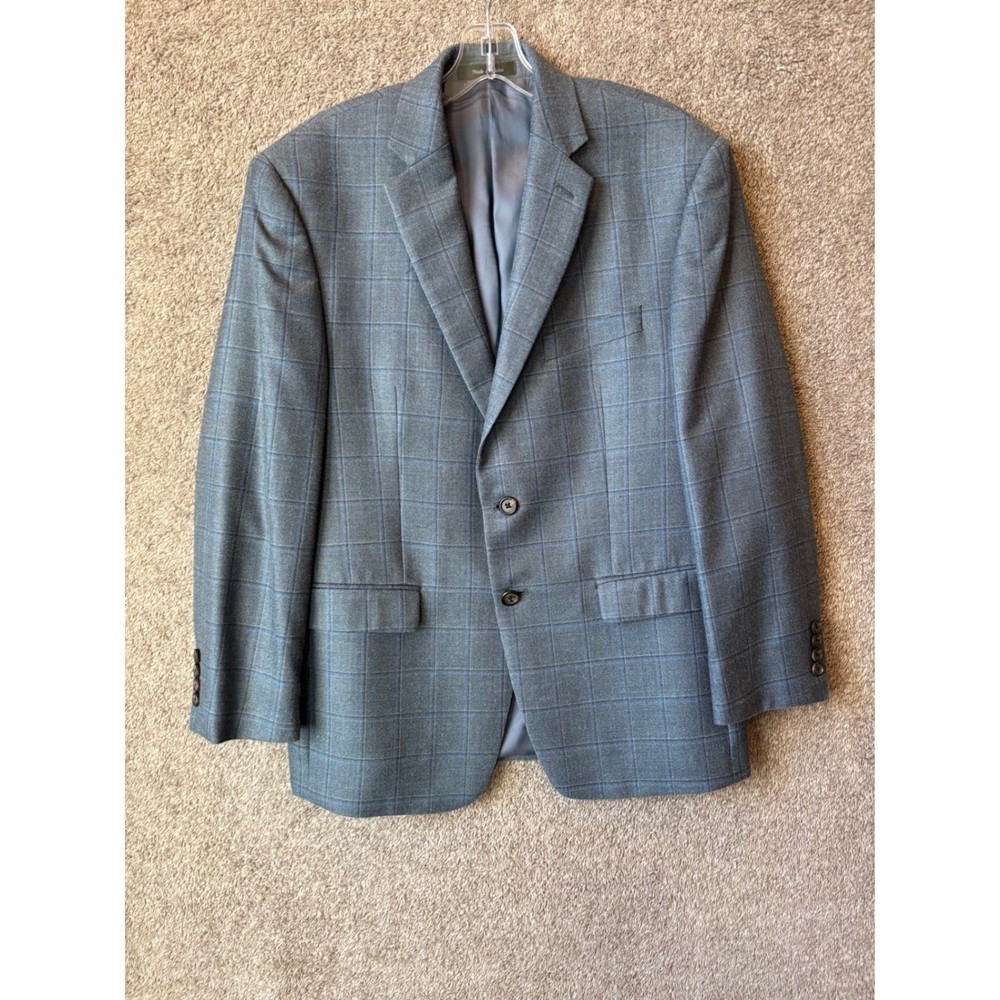 Lauren Ralph Lauren Silk & Wool Blend Windowpane Plaid Blazer Sport Coat