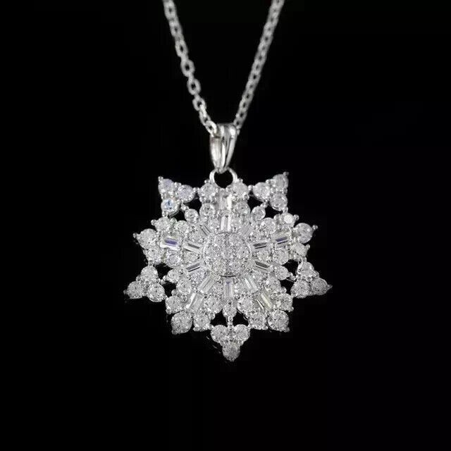 14K White Gold Plated Lab Created Diamond Round Cut 2Ct Women's Beauty Pendant