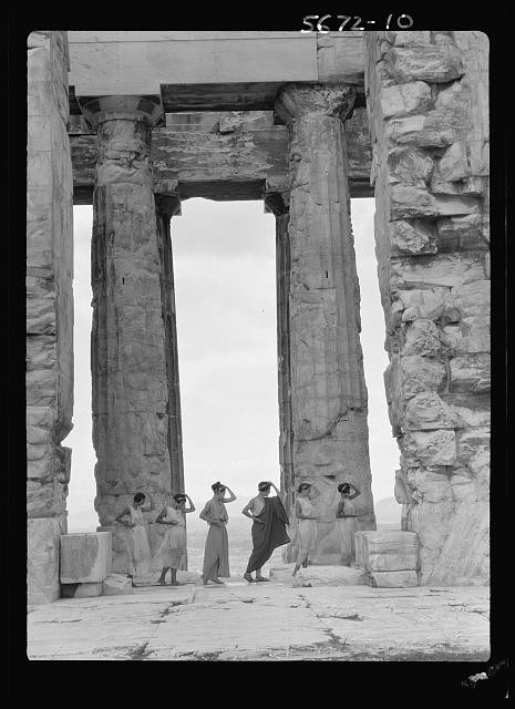 Photo:Greece 1929 Kanellos Dance Group Ancient Temple Ruins Performance