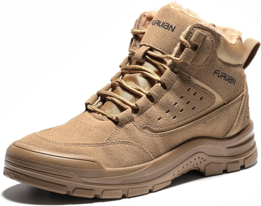 Furuian Men's Insulated Winter Steel Toe Work Boots for Safety & Warmth