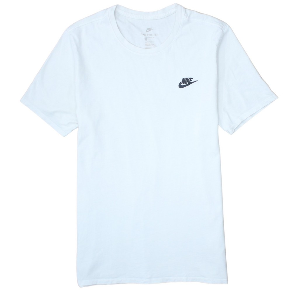 Nike Womens T Shirt White Cotton Jersey Relaxed Fit Embroidered Swoosh Logo L