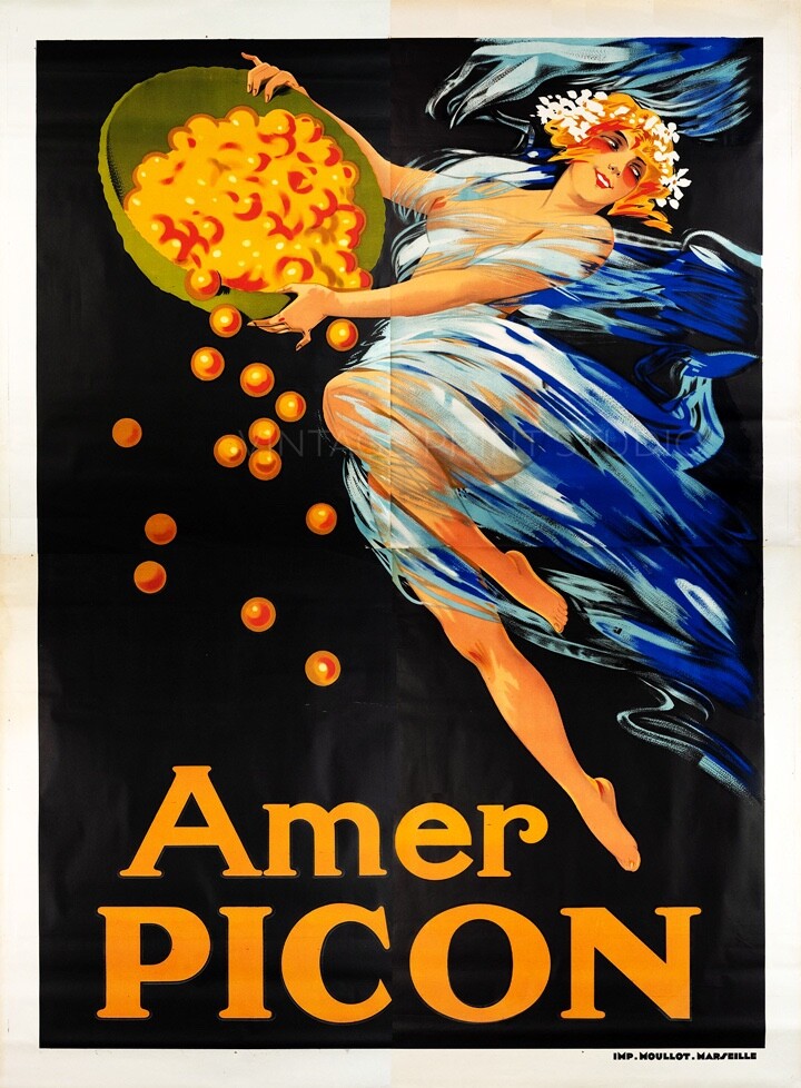 French Liquor Picon 1925 Vintage Art Deco Bitter  Giclee Canvas Print 18x24