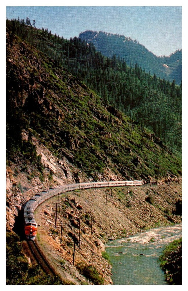 1970s High View Zephyr Train in Feather River Canyon California Vintage Postcard