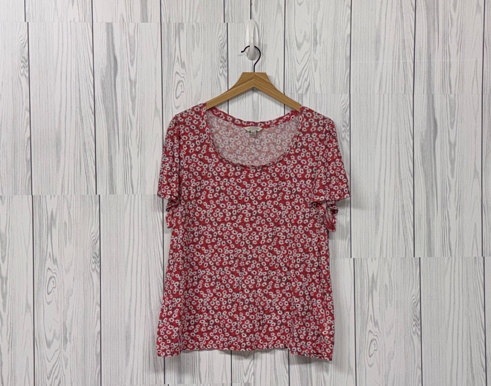 Lucky Brand t shirt womens size extra large short sleeve red floral patterned