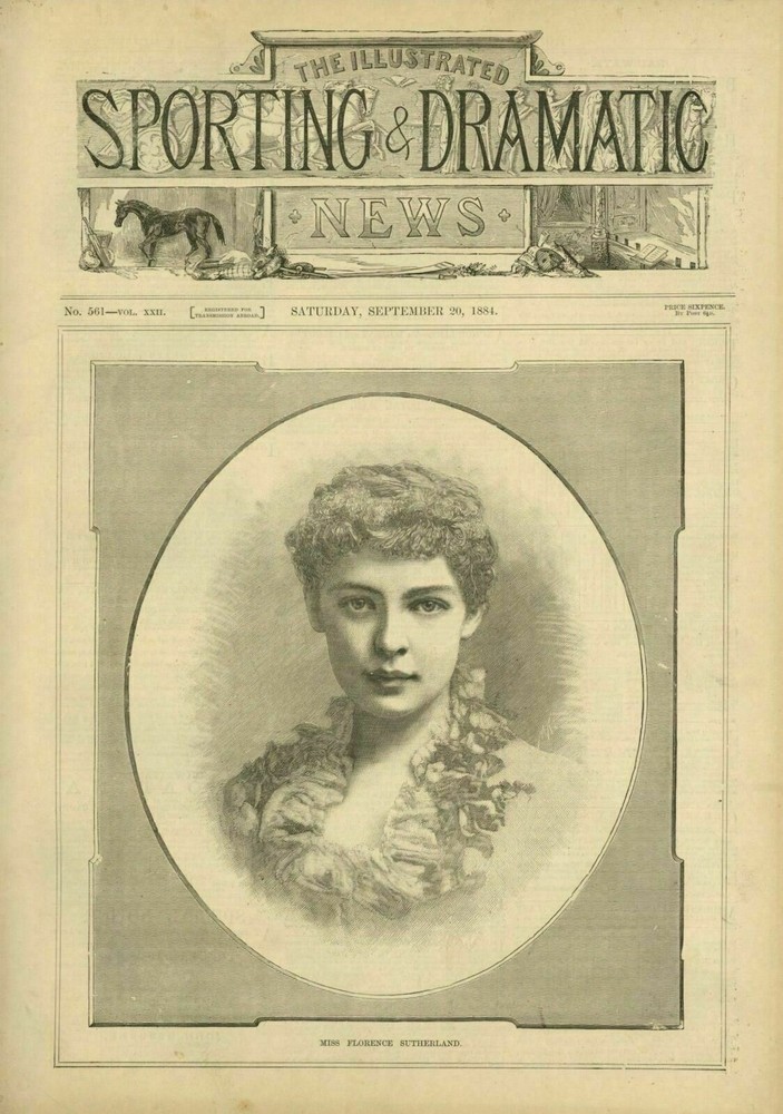 THEATRE STAGE ACTRESS CHARACTER HEROINE MISS FLORENCE SUTHERLAND 1884 PORTRAIT
