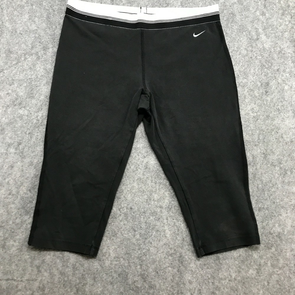 Nike Dri-Fit Capri Leggings for Women Size M 8-10 Black Super Knit Stretch Comfort