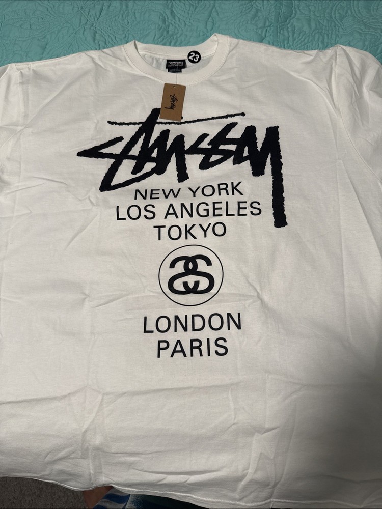 Stussy XXL World Tour Short sleeve  T-Shirt Black 100% Authentic ✅