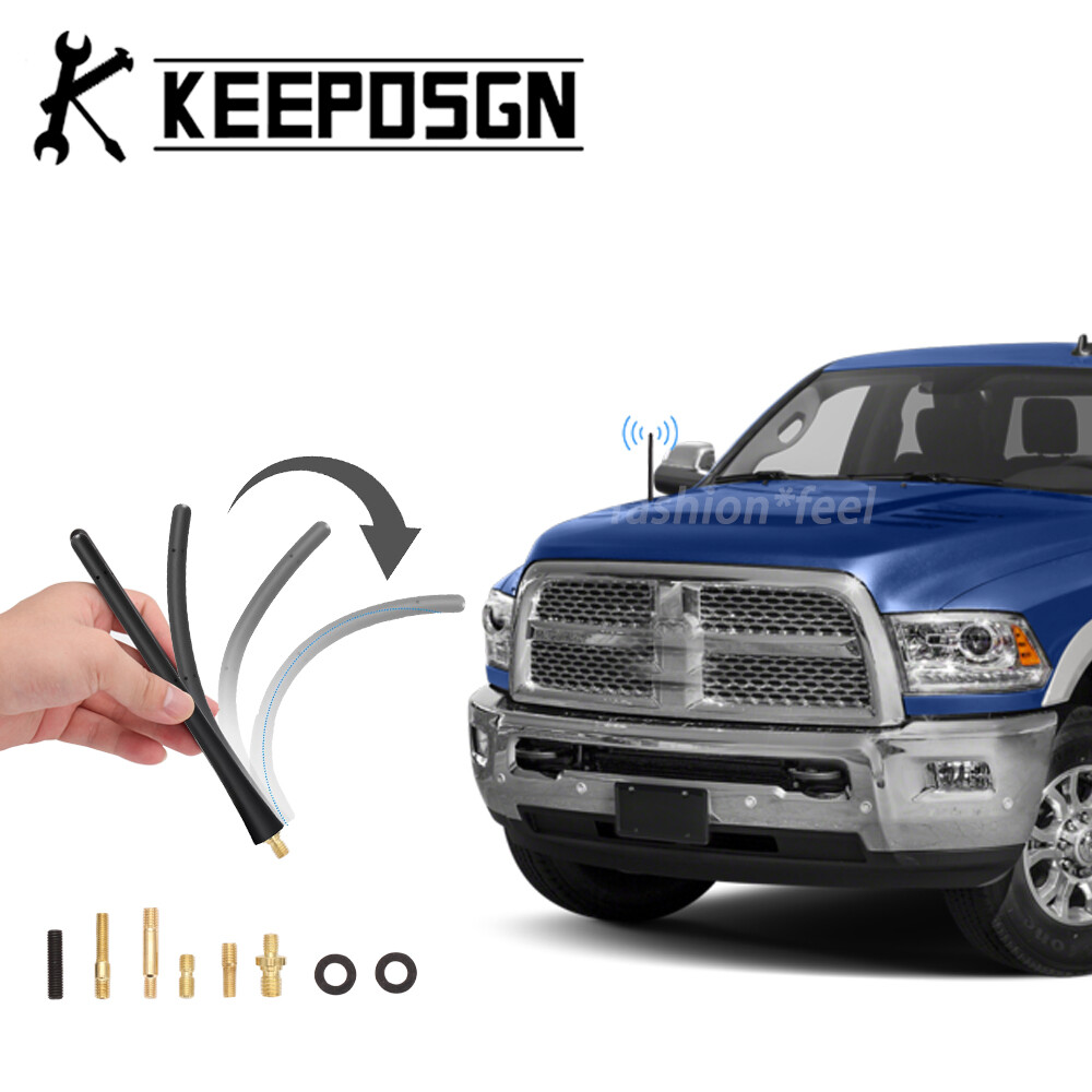 For Dodge Ram 2500 Short Car Antenna Whip Roof Hood M5 M6 M8 Adapter AM/FM Radio
