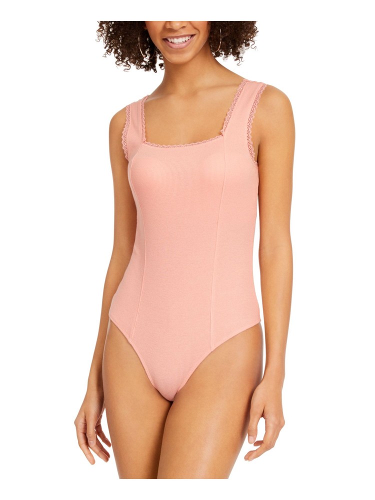 PLANET GOLD Womens Coral Thong Snap Closure Sleeveless Body Suit Top L