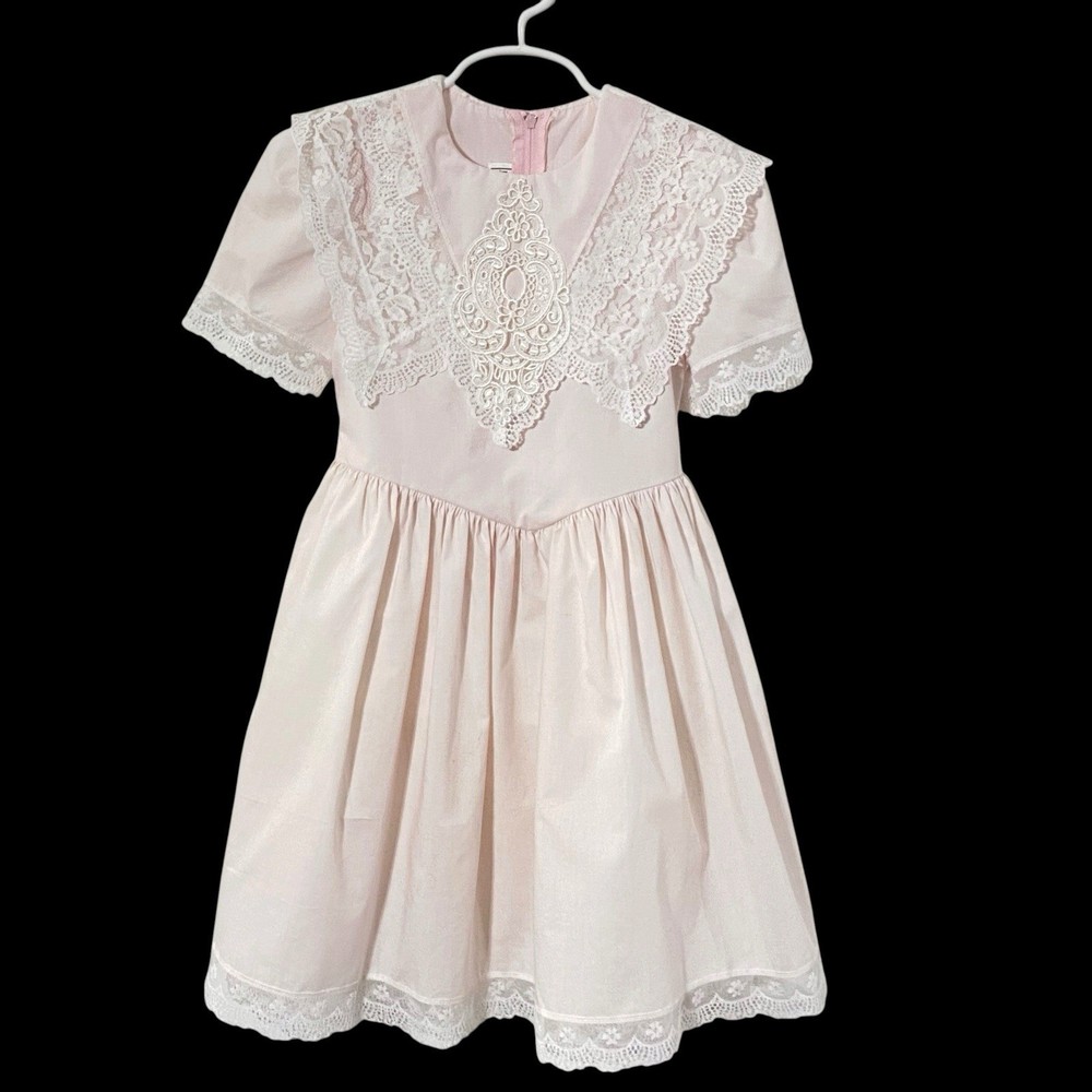 Jessica McClintock Vintage girls 6 special occasion PALE PINK lace dress