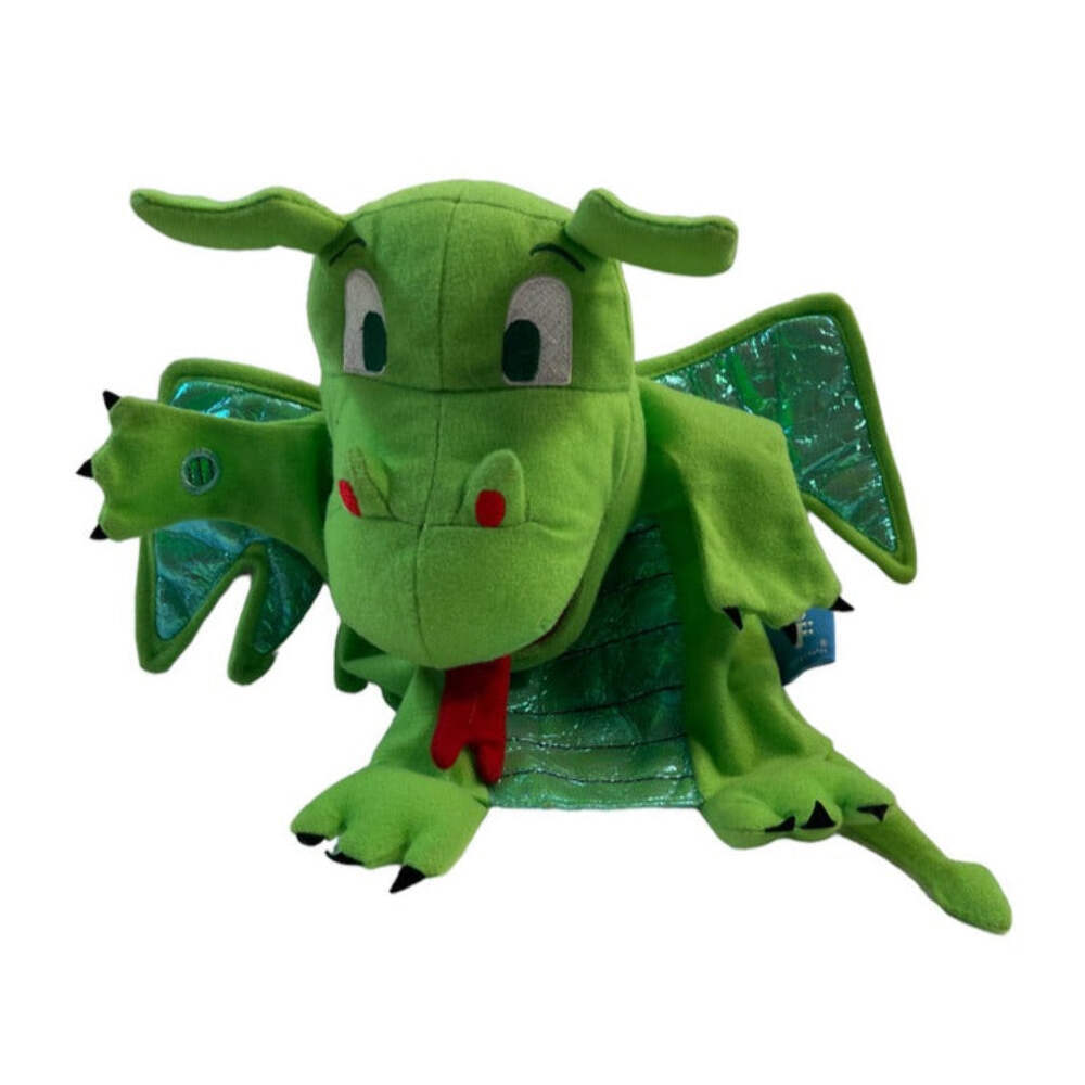 Sparkly Fire Breathing Green Dragon with Glitter Wings and Black Accents