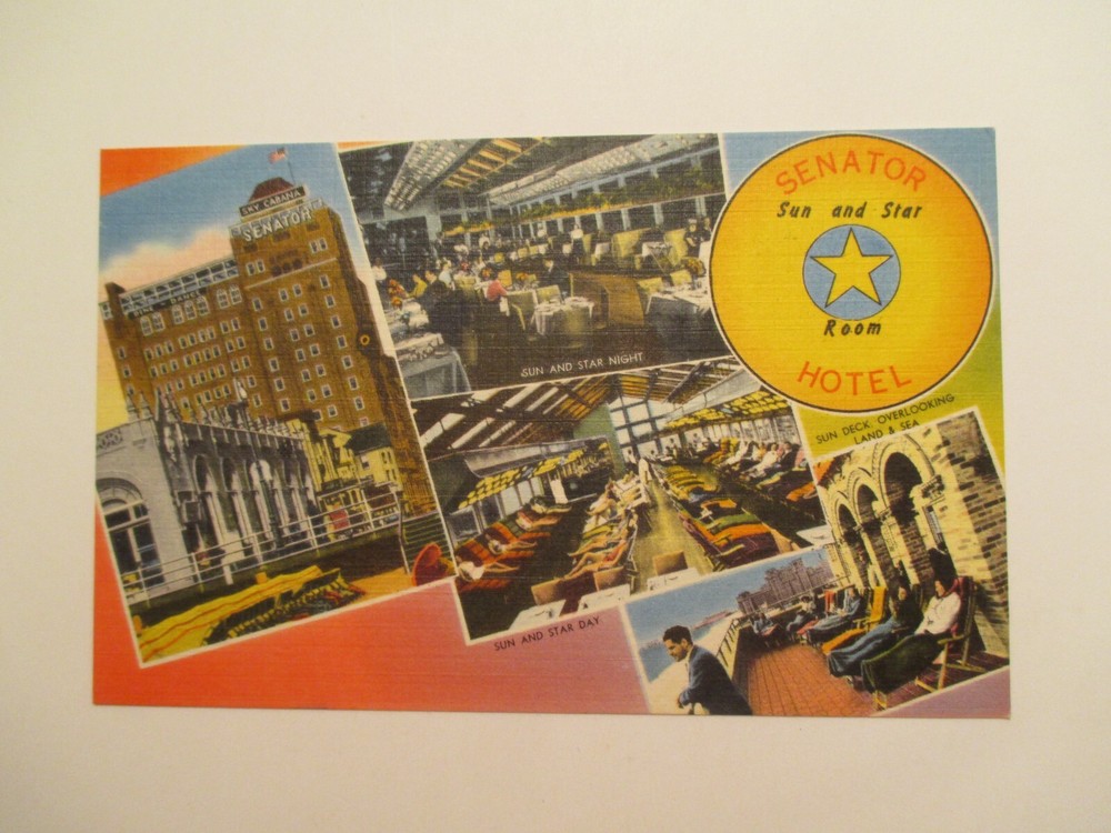 Atlantic City New Jersey Postcard Senator Sun and Star Room Hotel NJ
