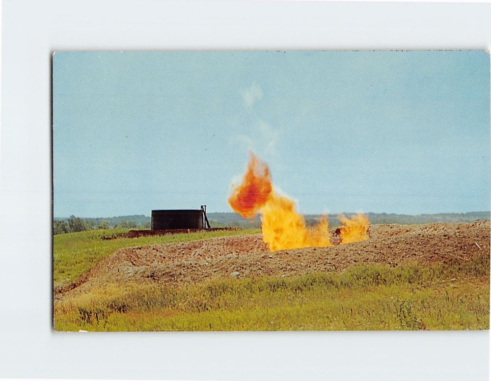 Postcard Gas Burn-Off Pit Oil Wells Hillsdale County Michigan USA