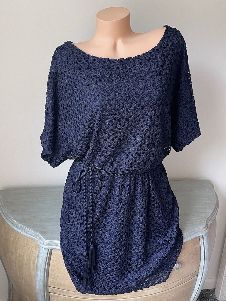 Size 14 Jessica Howard Navy Blue Blouson Lace Dress Cold Shoulder XL