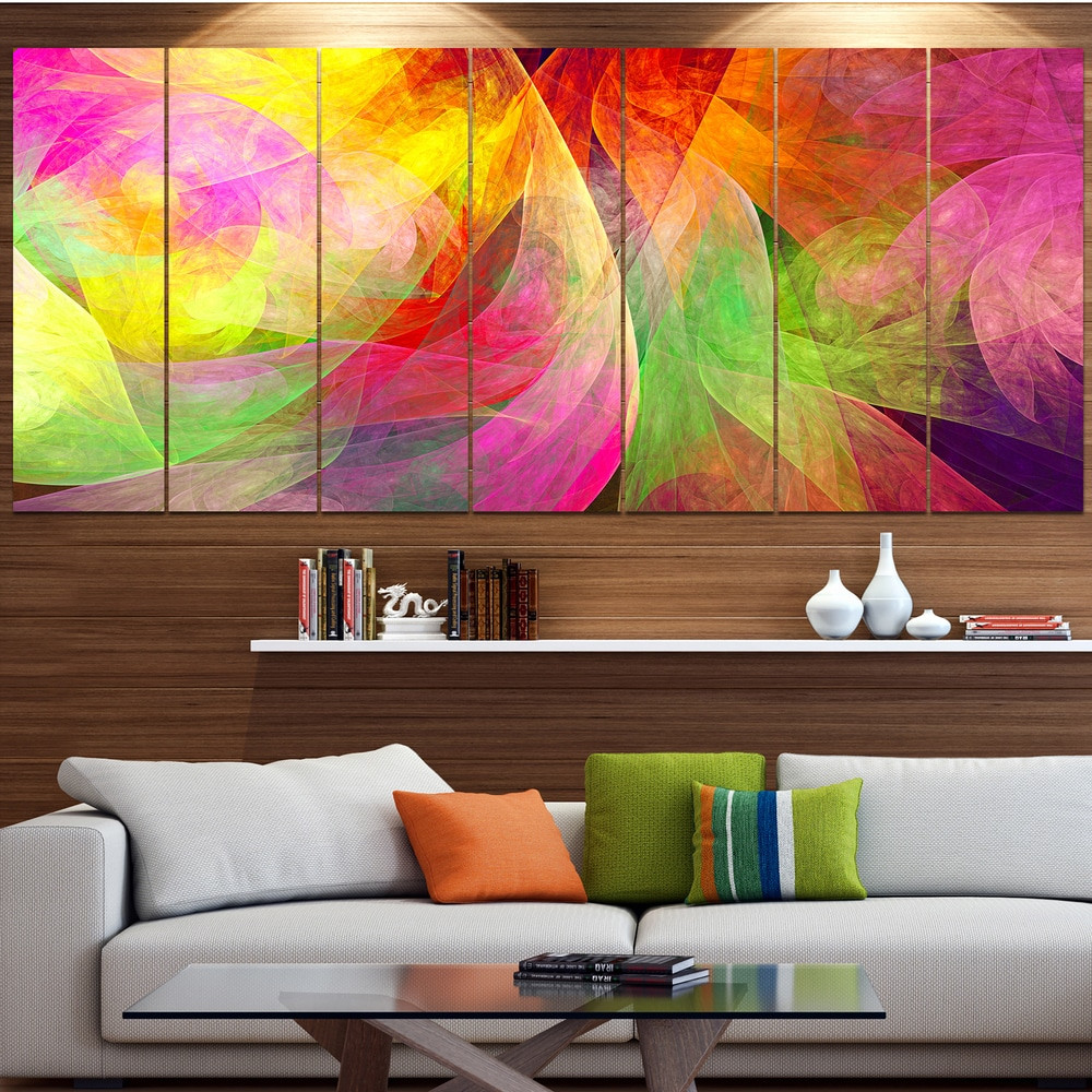 Designart Vibrant Multi-Color Modern Floral Pattern Oversized Wall Art